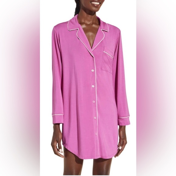 Eberjey Gisele Jersey Knit Sleep Shirt Pink Size Medium - Picture 1 of 6
